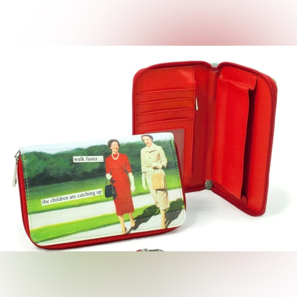 Anne Taintor- NWT! SNARKY Red Graphic Zip-Around Women's Wallet